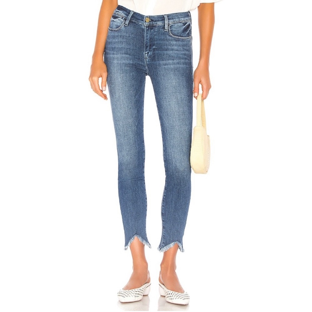 Frame Le High Raw Hem Ankle Skinny Jeans 32